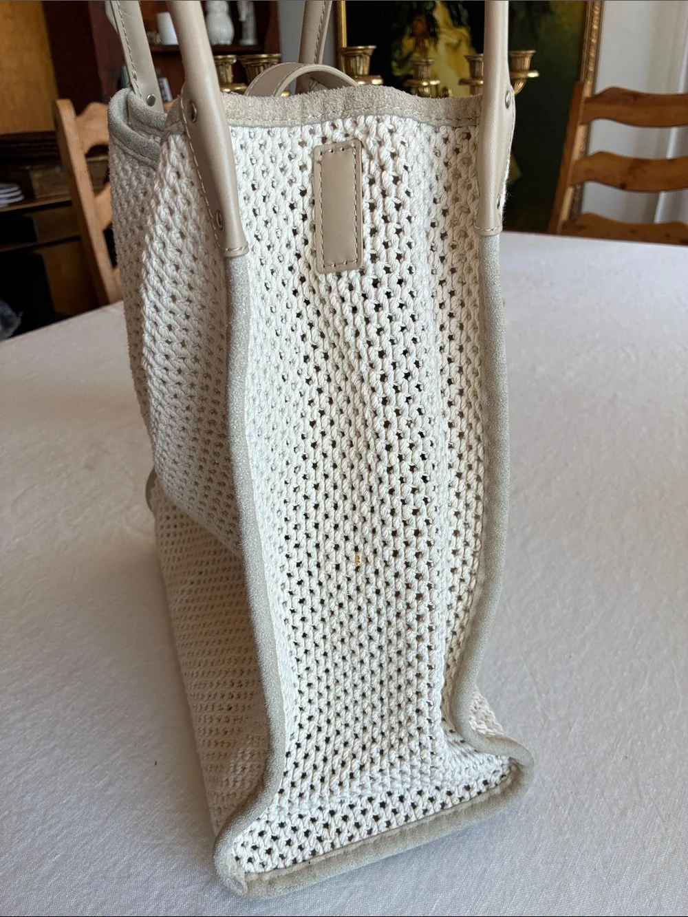 Rag & Bone Summer Passenger tote in Chalk Warm Khaki knit